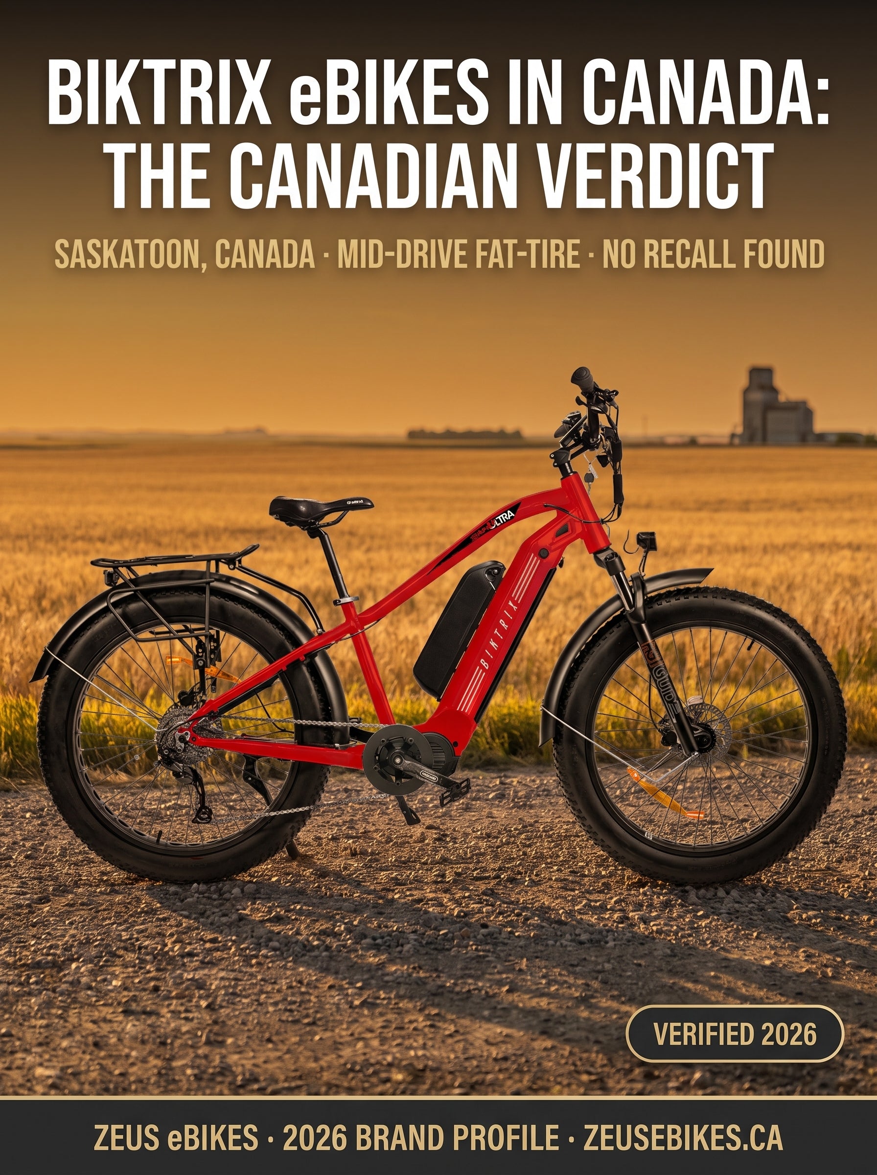 Biktrix eBikes Canada — Juggernaut Ultra mid-drive fat-tire electric bike, brand profile cover, verified 2026