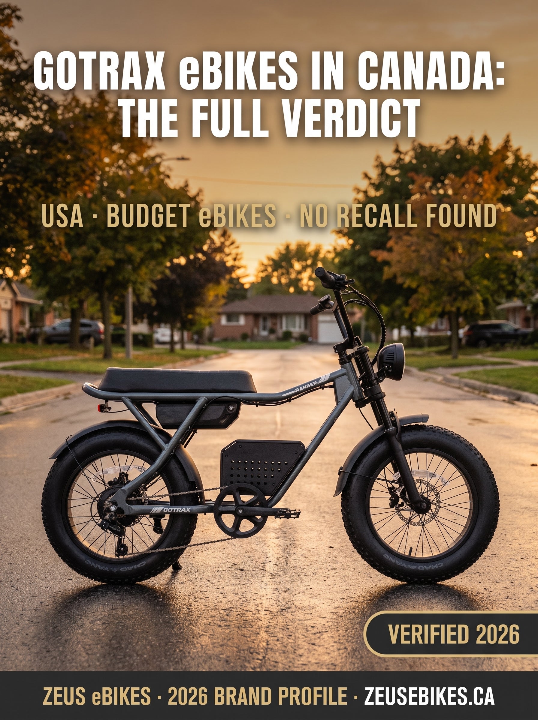 Gotrax eBikes Canada — Ranger electric bike, brand profile cover, verified 2026