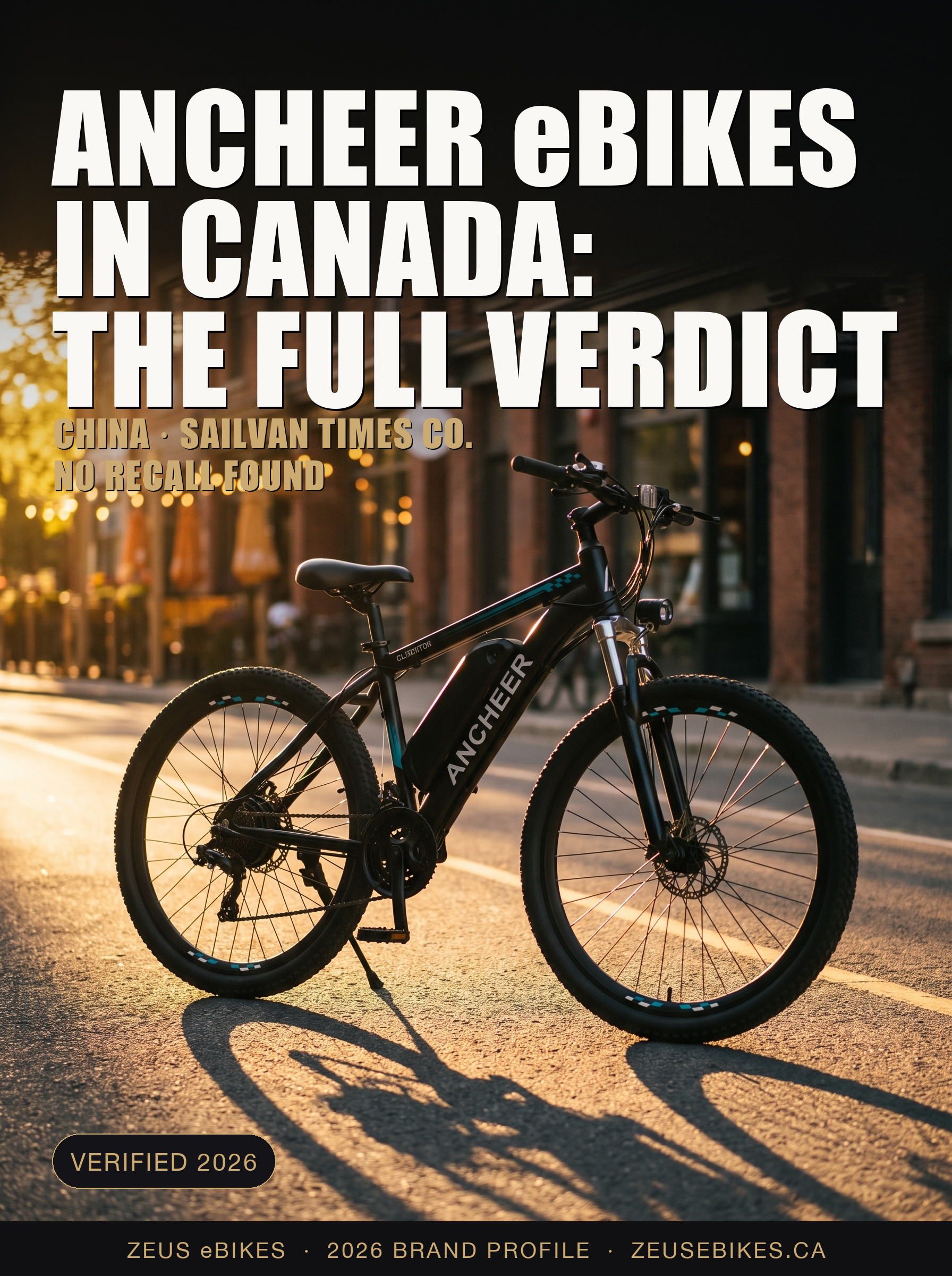 Zeus eBikes verified brand profile of Ancheer Canada 2026 — ownership, warranty reality, safety record, and sourced verdict