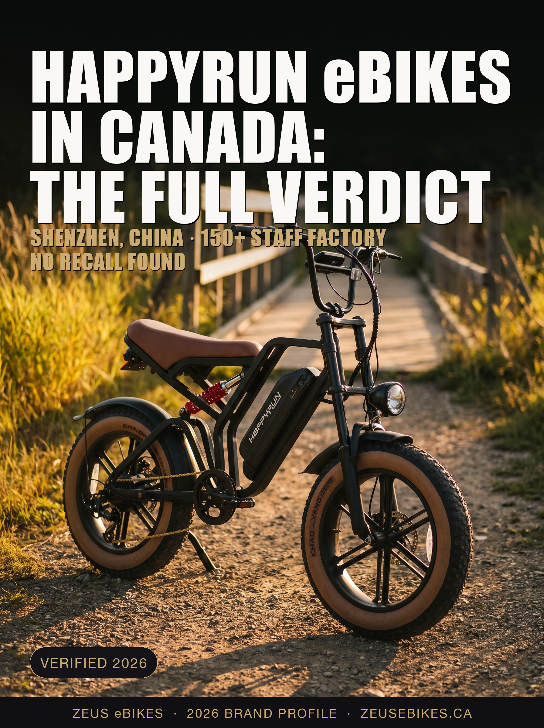 Zeus eBikes verified brand profile of Happyrun Canada 2026 — ownership, warranty reality, safety record, and sourced verdict