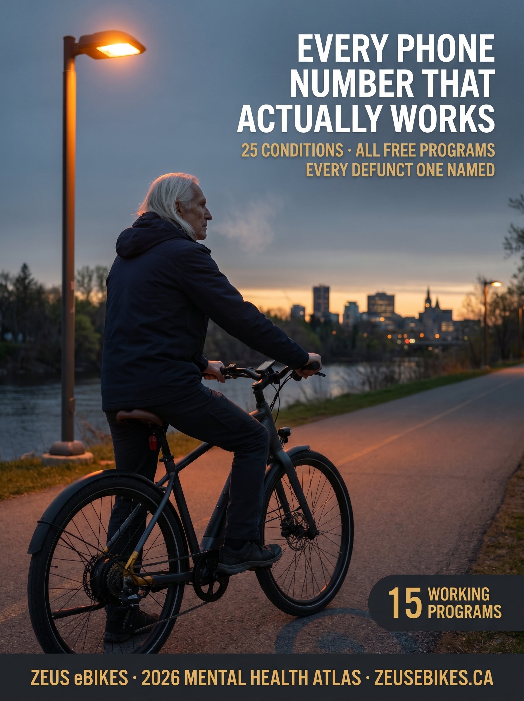 Mental Health Help Canada (2026): The Honest 25-Condition Atlas — Every Free Program, Every Defunct One, Every Phone Number That Actually Works — cover photo · Zeus eBikes Canada