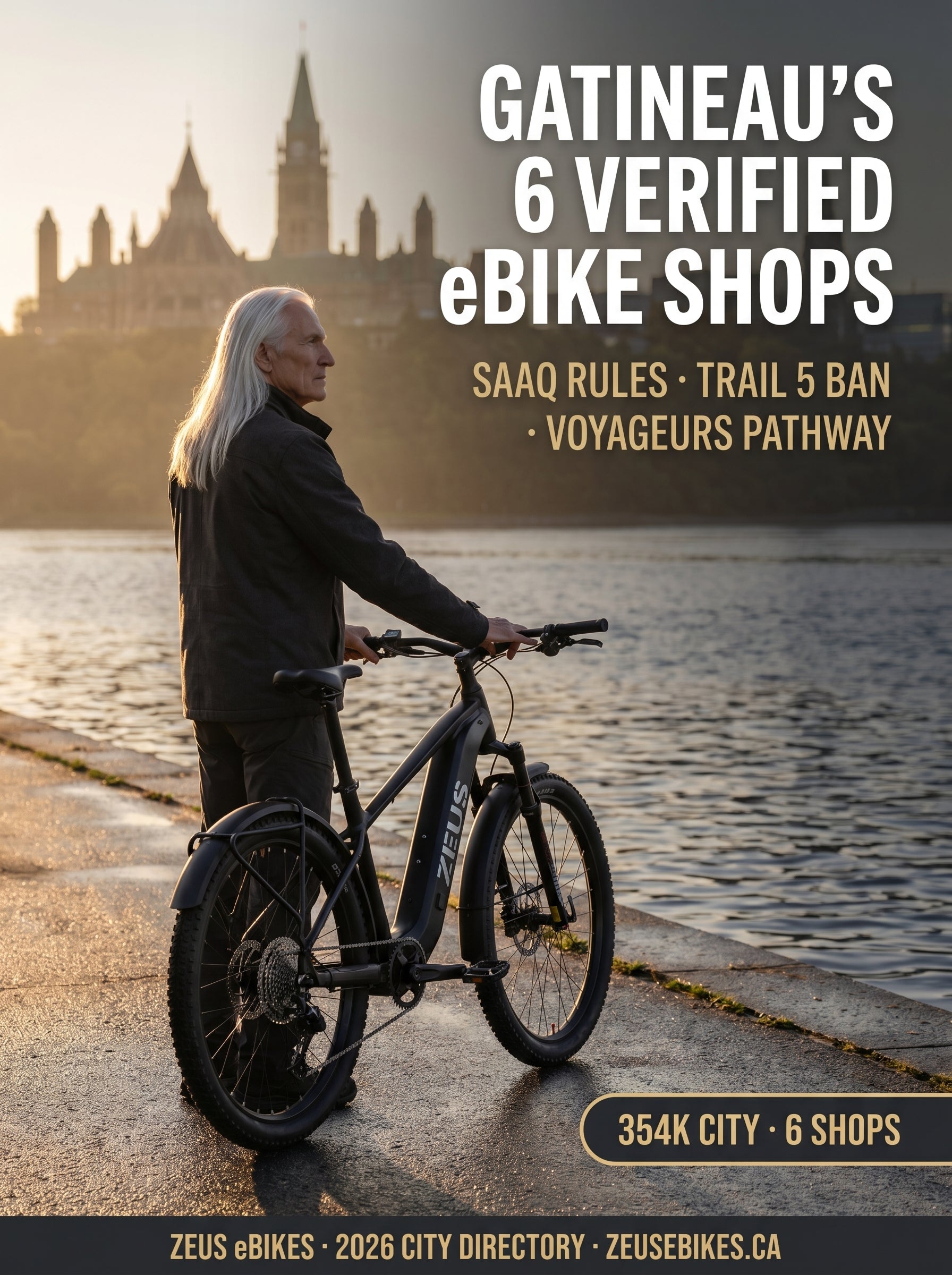 eBike Shops in Gatineau, QC (2026): Every Verified Store — Quebec SAAQ Rules, Gatineau Park Ban & Voyageurs Pathway — cover photo · Zeus eBikes Canada
