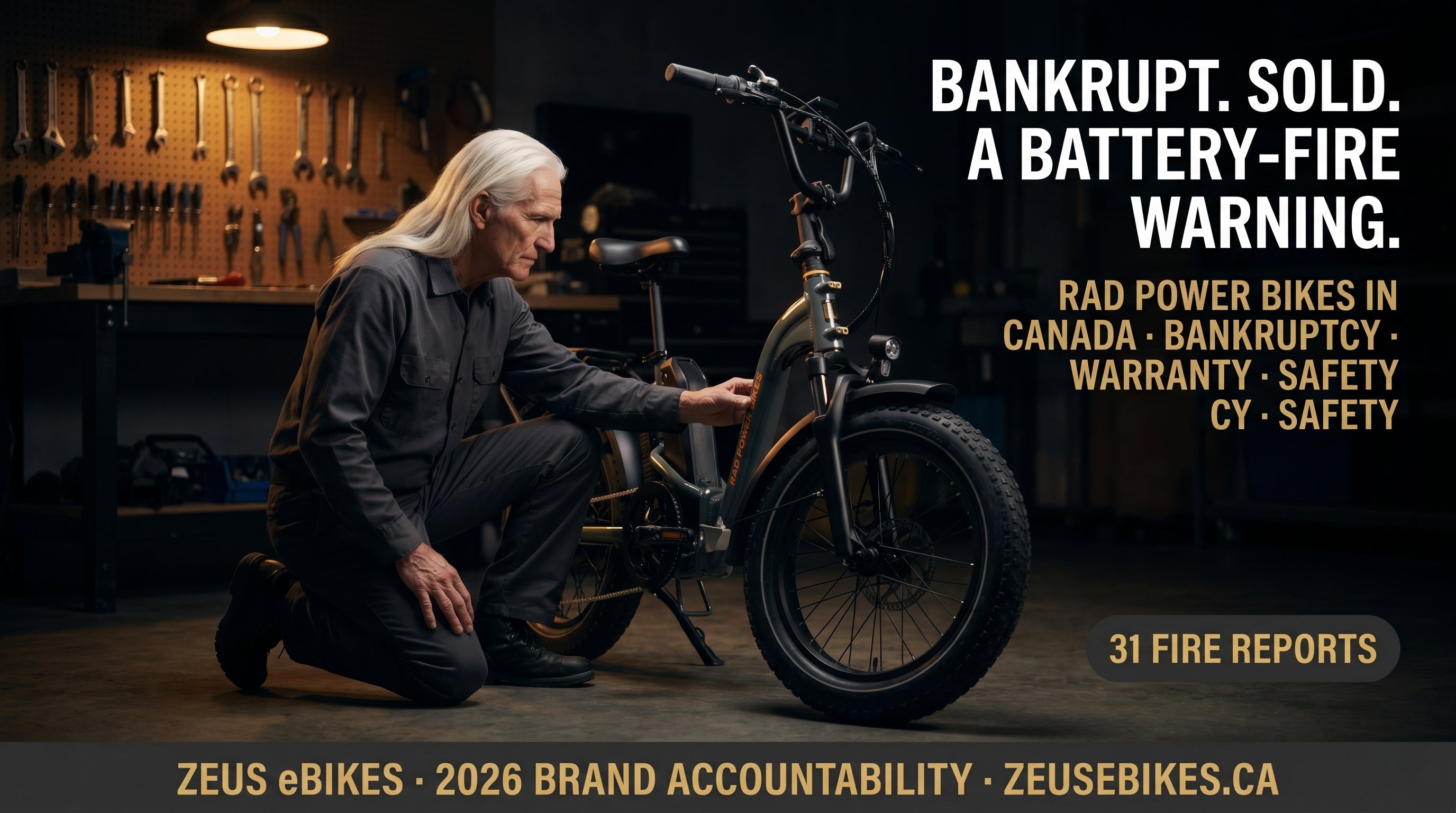Zeus eBikes 2026 verified brand profile of Rad Power Bikes Canada — CPSC fire warning, bankruptcy, Canadian warranty status, and Life EV acquisition