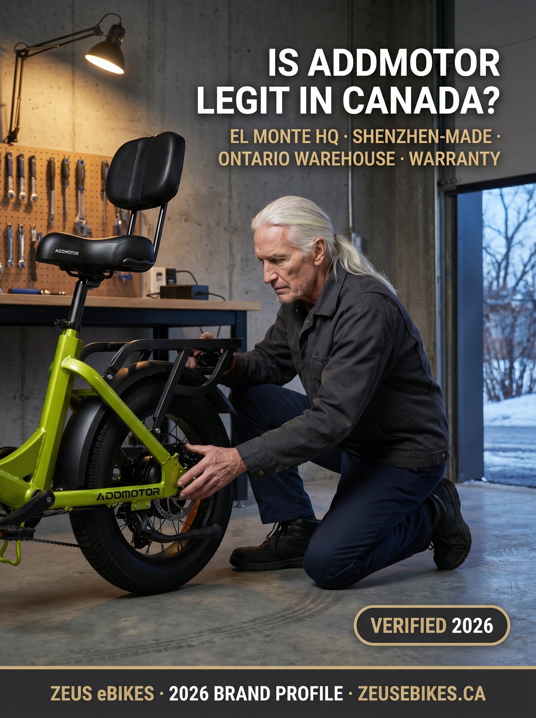 Zeus eBikes verified brand profile of Addmotor Canada 2026 — ownership, warranty reality, safety record, and sourced verdict