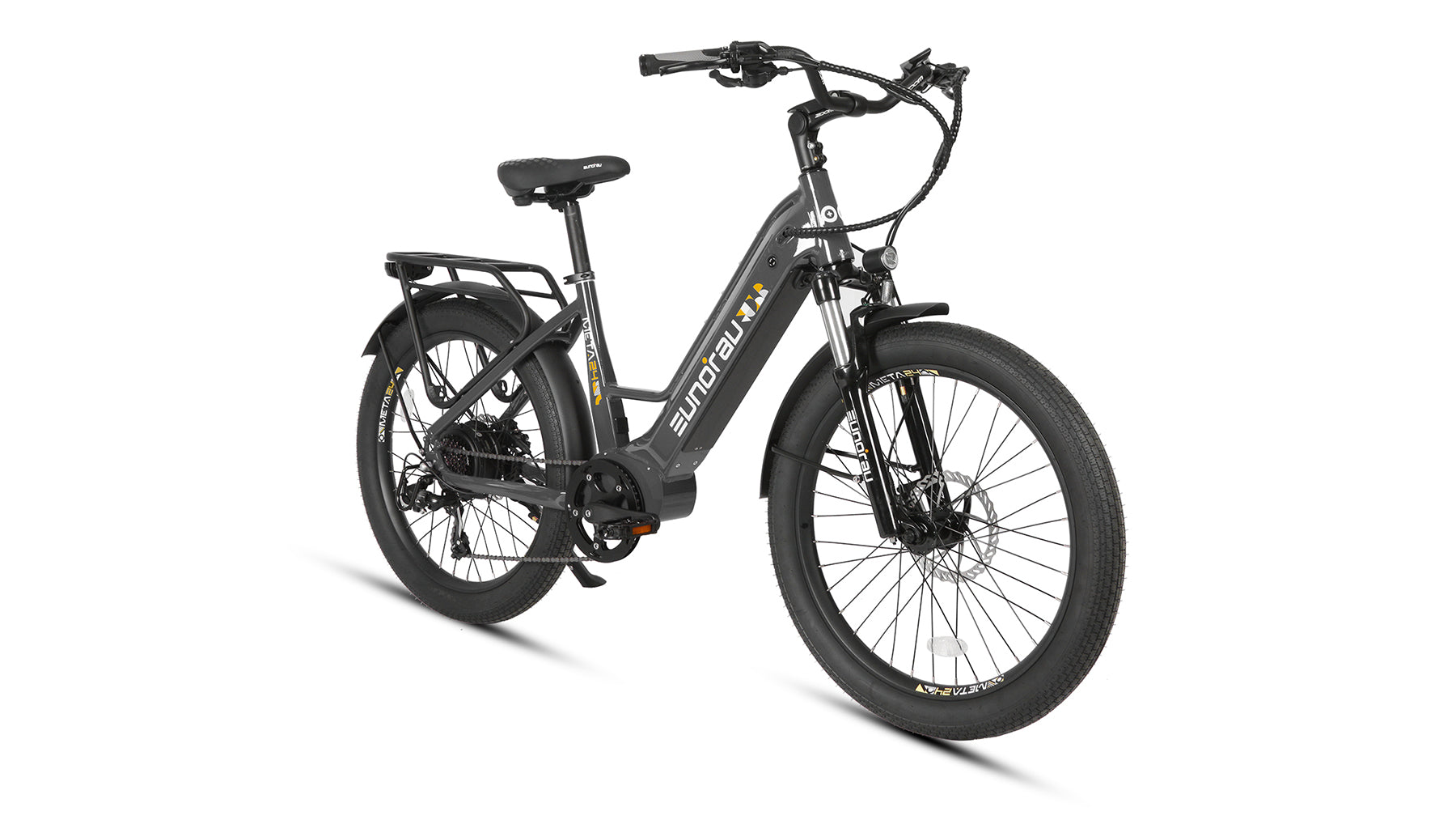 Eunorau Meta 24 step-through commuter electric bike — 500W rear hub motor, torque sensor, 48V 720Wh Samsung battery, 24x3.0 Innova tyres, hydraulic disc brakes — Zeus eBikes Canada