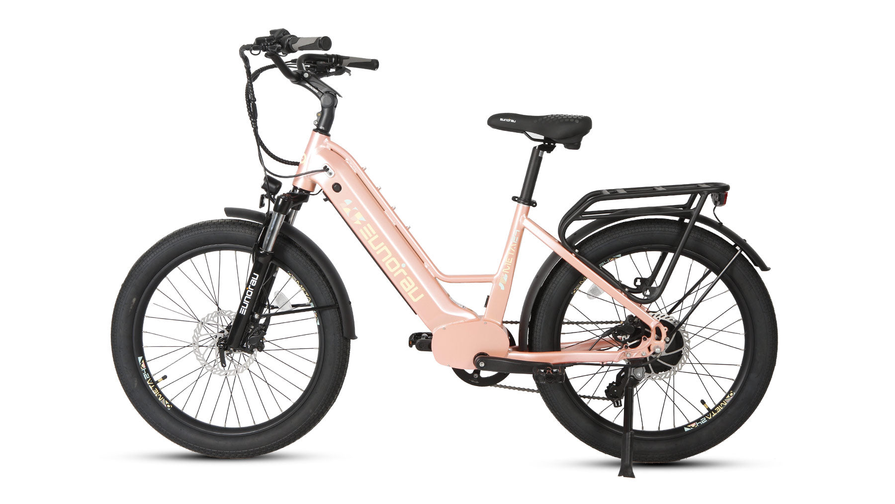 Eunorau Meta 24 step-through commuter electric bike — 500W rear hub motor, torque sensor, 48V 720Wh Samsung battery, 24x3.0 Innova tyres, hydraulic disc brakes — Zeus eBikes Canada