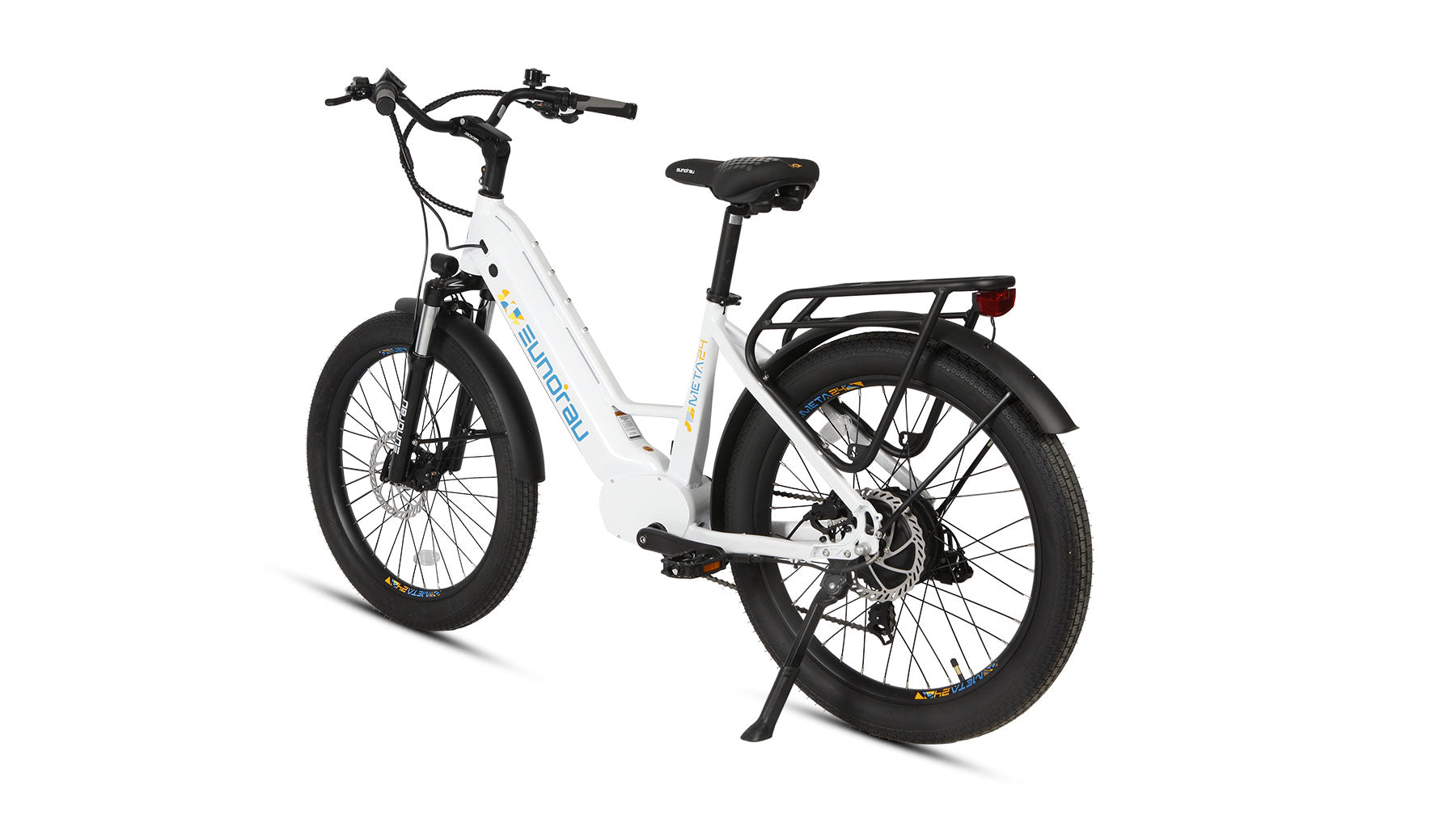Eunorau Meta 24 step-through commuter electric bike — 500W rear hub motor, torque sensor, 48V 720Wh Samsung battery, 24x3.0 Innova tyres, hydraulic disc brakes — Zeus eBikes Canada