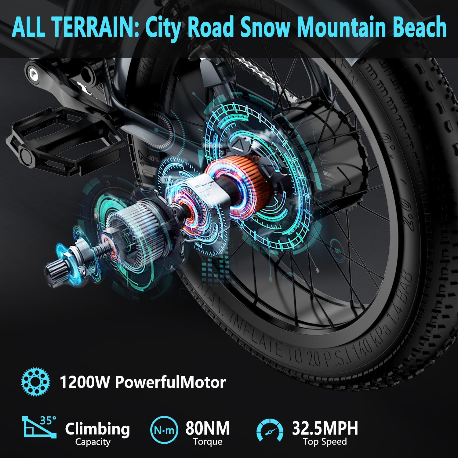 Smartravel ST201F 1500W Hub Motor and Rim
