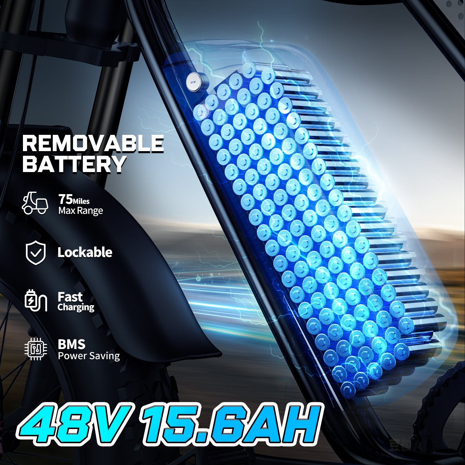 Ridstar FM001 20" 2-Seater Fat Tire Electric Bike — 1000W, 720 Wh