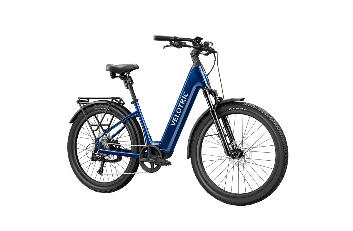 Velotric Discover 3 in Lemans Blue, front three-quarter view — Zeus eBikes Canada