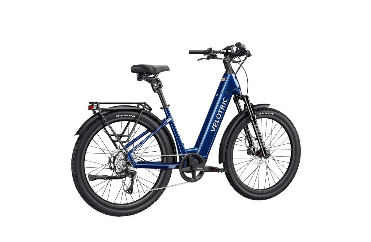 Velotric Discover 3 in Lemans Blue, rear three-quarter view — Zeus eBikes Canada