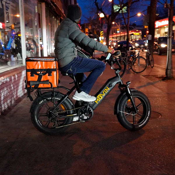 Movin Pulse Fat Tire Delivery E-Bike (500W, Dual-Battery Options, 50kg Rack, 32 km/h)