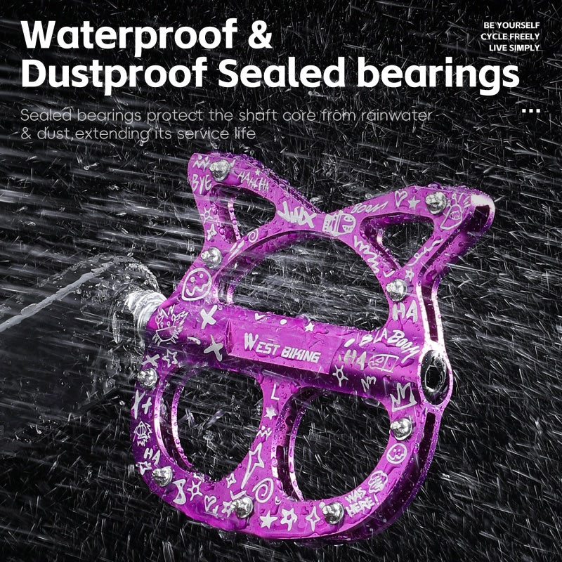 Anti Slip Aluminum Alloy Cat-Shaped Bicycle 3 Bearings Pedal