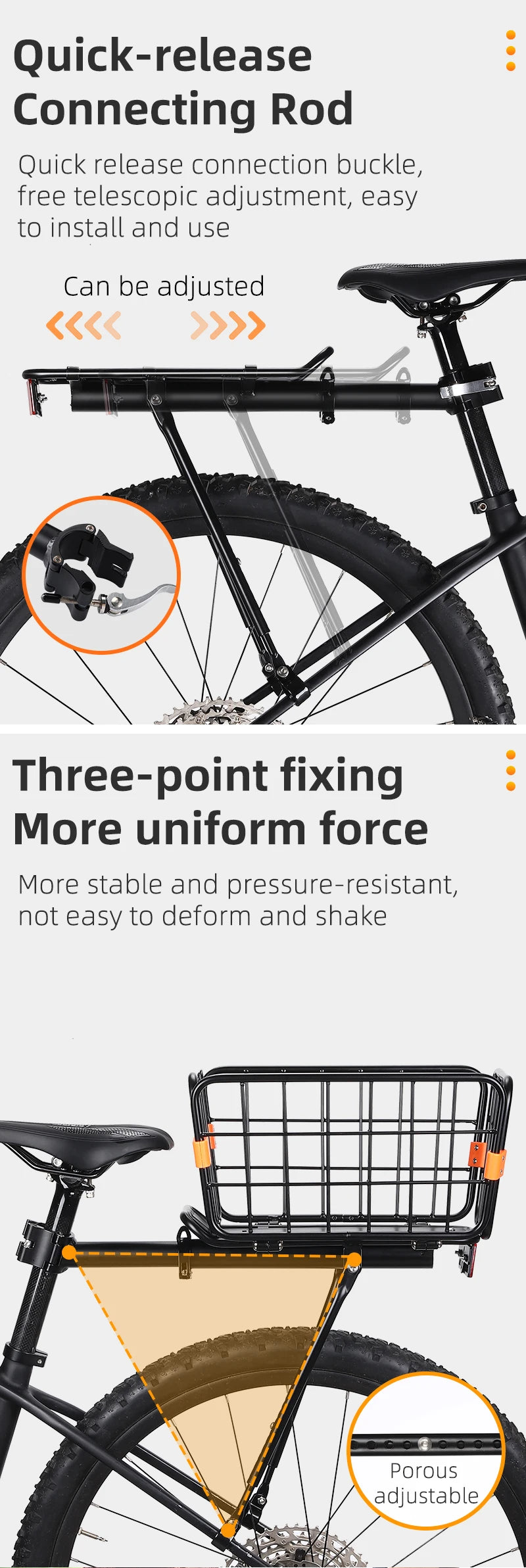 Universal Large Capacity Rear Rack and Basket