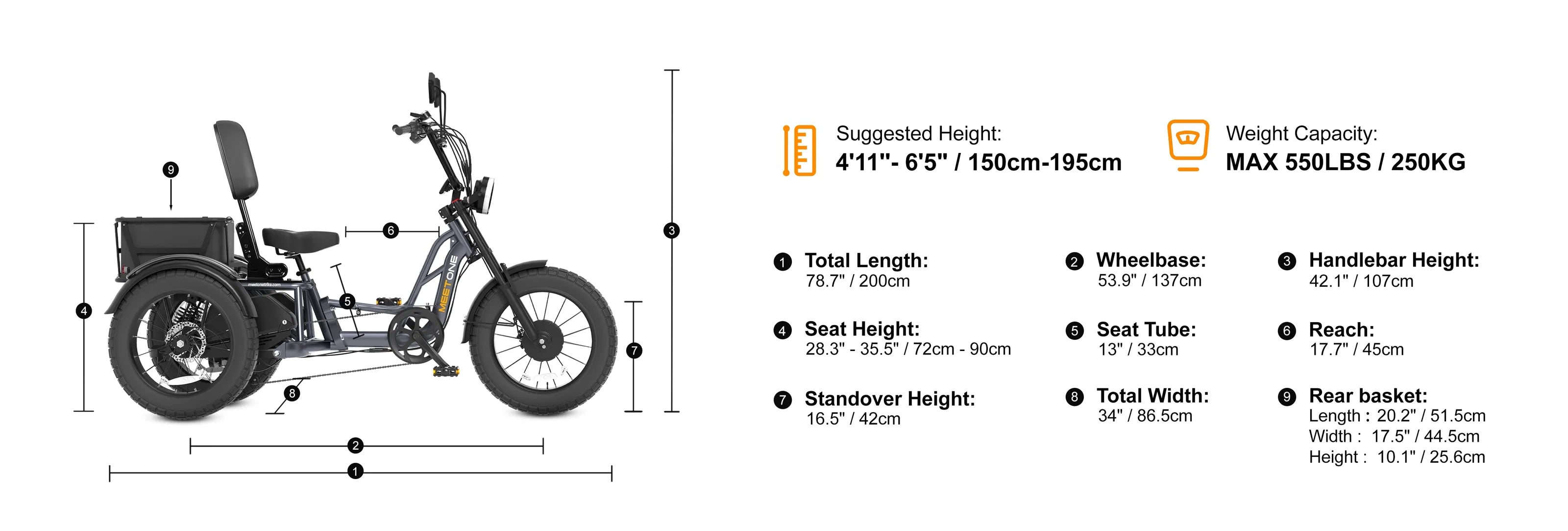 Meet One Tour Dual-Motor Dual-Battery Electric Trike (AWD)