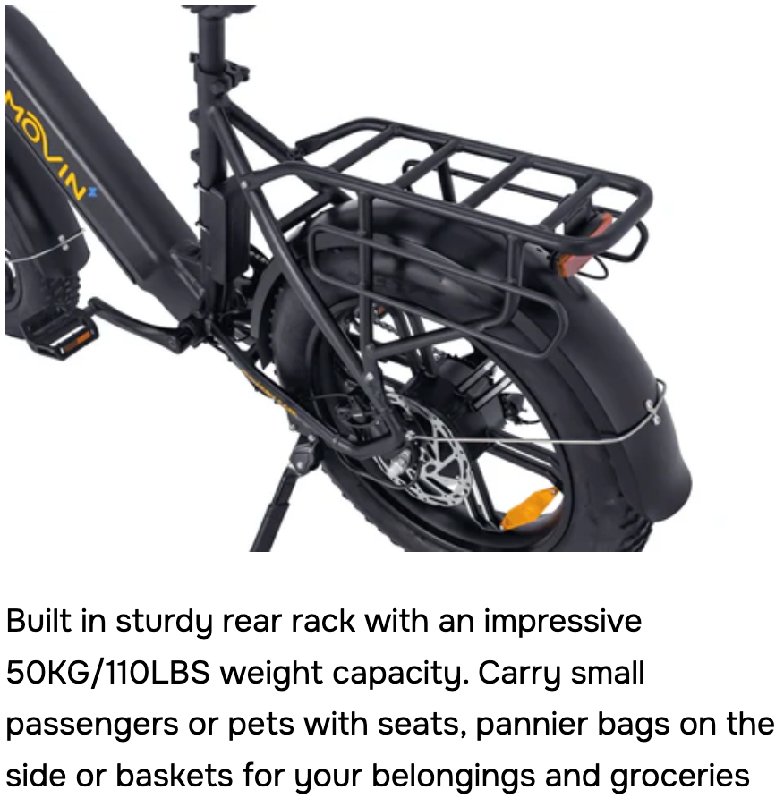 Movin Pulse Fat Tire Delivery E-Bike (500W, Dual-Battery Options, 50kg Rack, 32 km/h)