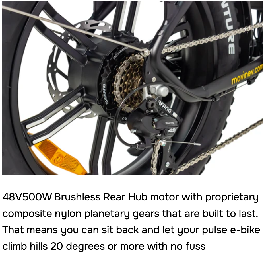 Movin Pulse Fat Tire Delivery E-Bike (500W, Dual-Battery Options, 50kg Rack, 32 km/h)