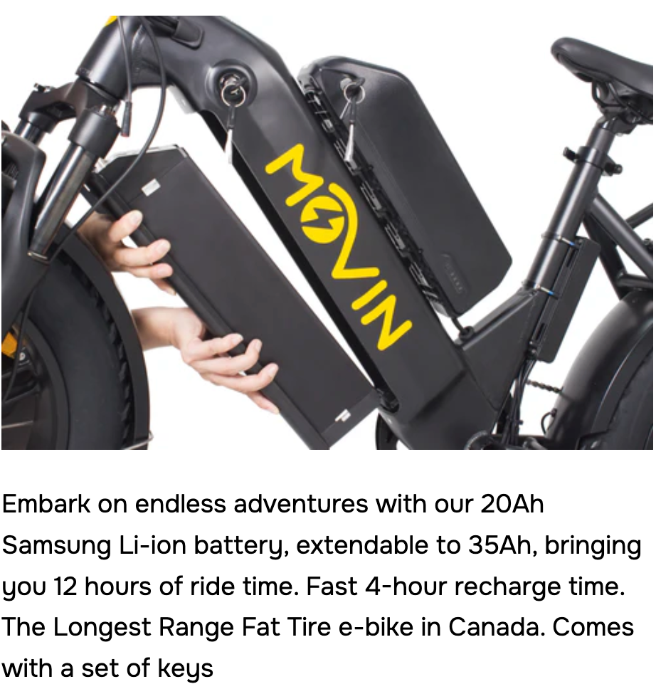 Movin Pulse Fat Tire Delivery E-Bike (500W, Dual-Battery Options, 50kg Rack, 32 km/h)