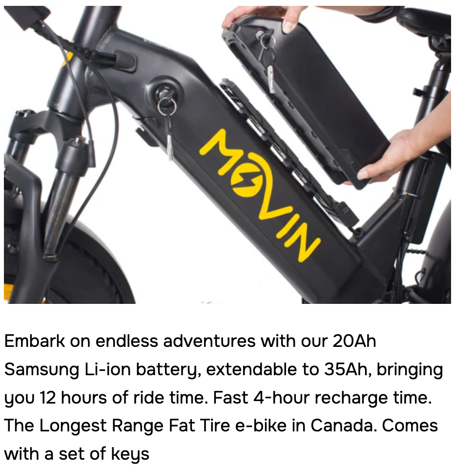 Movin Pulse Fat Tire Delivery E-Bike (500W, Dual-Battery Options, 50kg Rack, 32 km/h)