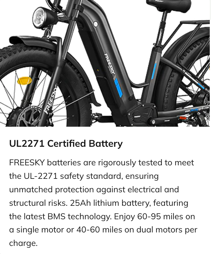 FREESKY Ranger M-540 Dual-Motor Step-Thru Electric Bike (48V 25Ah, 3500W Peak)