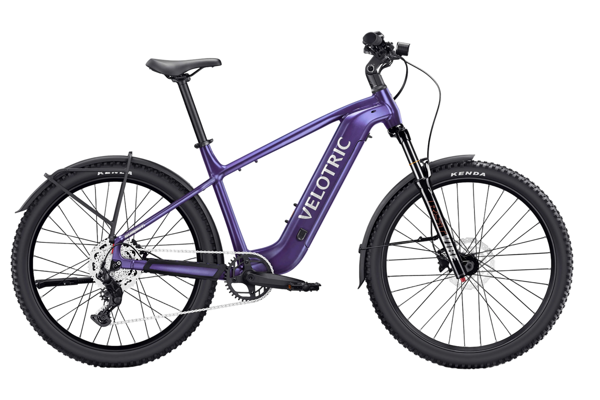 Velotric Summit 2 hybrid hardtail e-bike in Galaxy Purple, side view — Zeus eBikes Canada