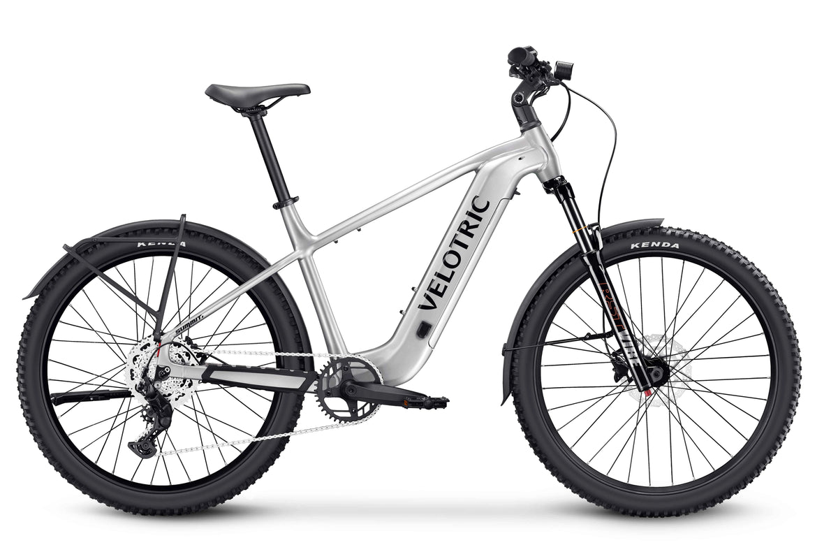 Velotric Summit 2 hybrid hardtail e-bike in Glacial Silver, side view — Zeus eBikes Canada