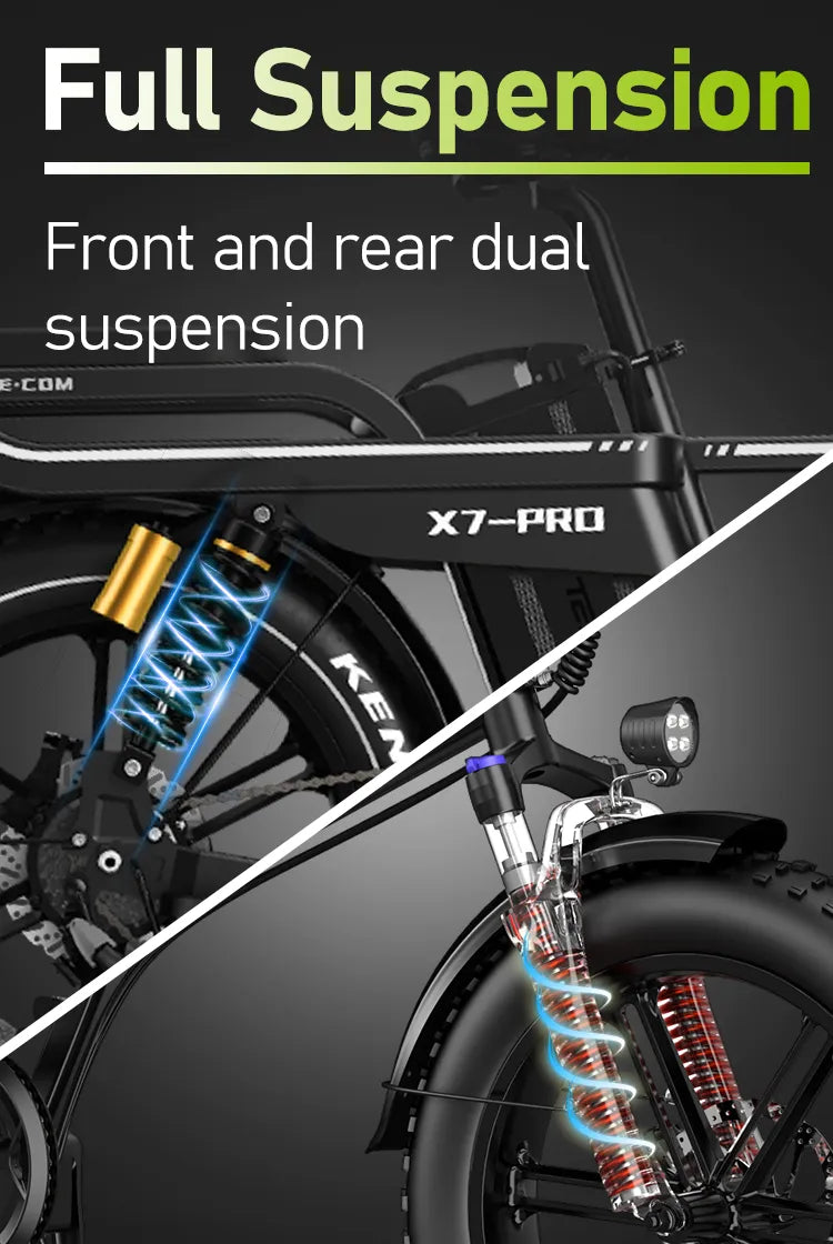 TESWAY X7 PRO Foldable Fat Tire Electric Bike (52V 60Ah, 1600W Peak, 20×4)