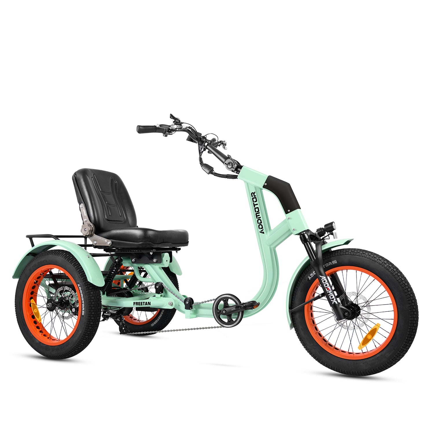 Addmotor Freetan M-368X semi-recumbent electric trike in Mint Green — Zeus eBikes Canada