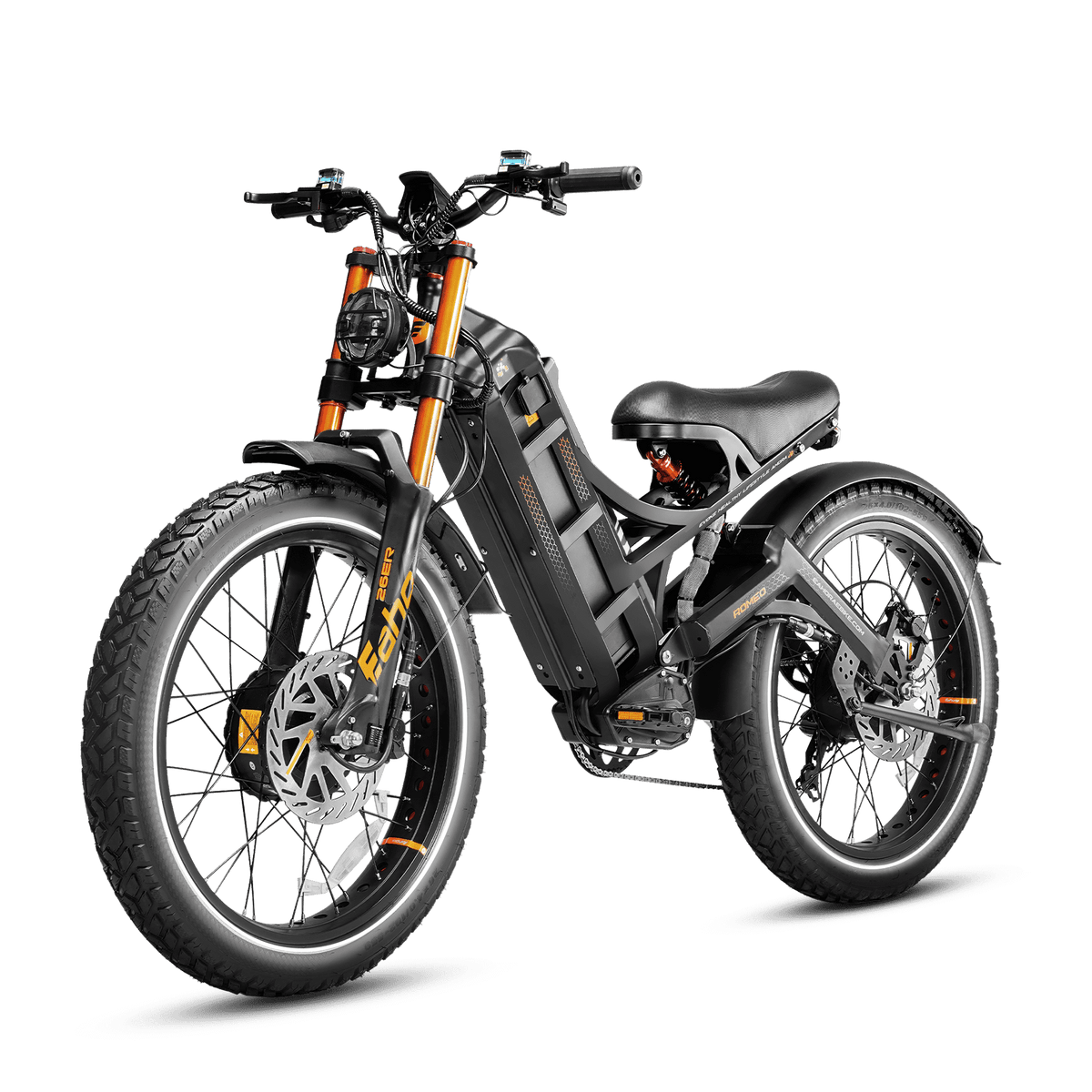 Eahora Romeo Pro II 2026 in Black, front three-quarter view from the left showing the front brake rotor — Eahora’s own photo