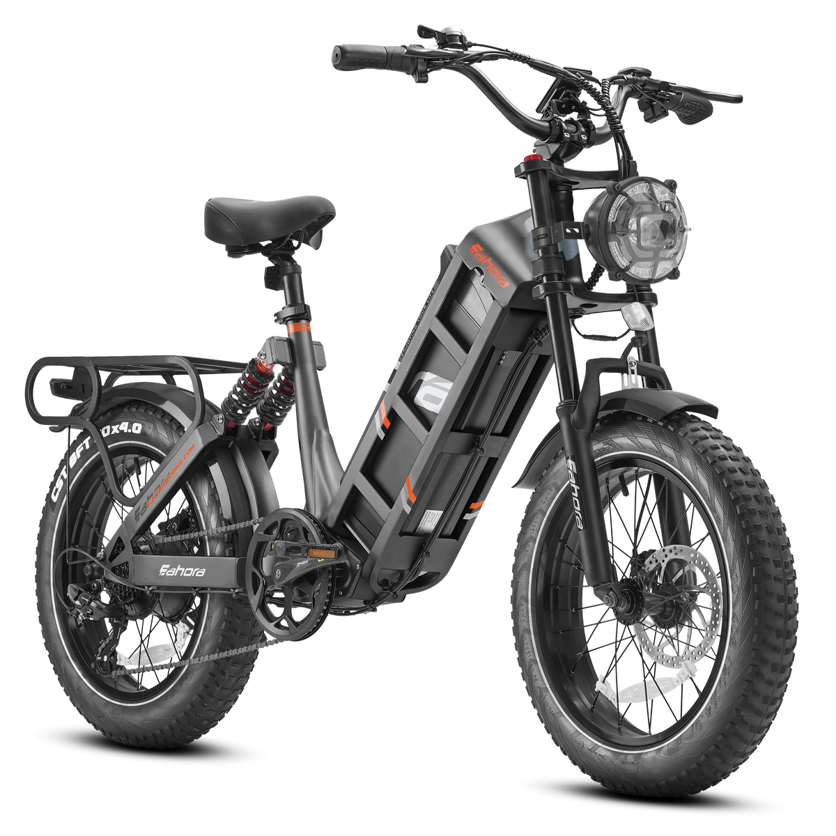 Eahora Juliet in Black, front three-quarter view showing the frame battery and step-thru frame — Eahora’s own photo