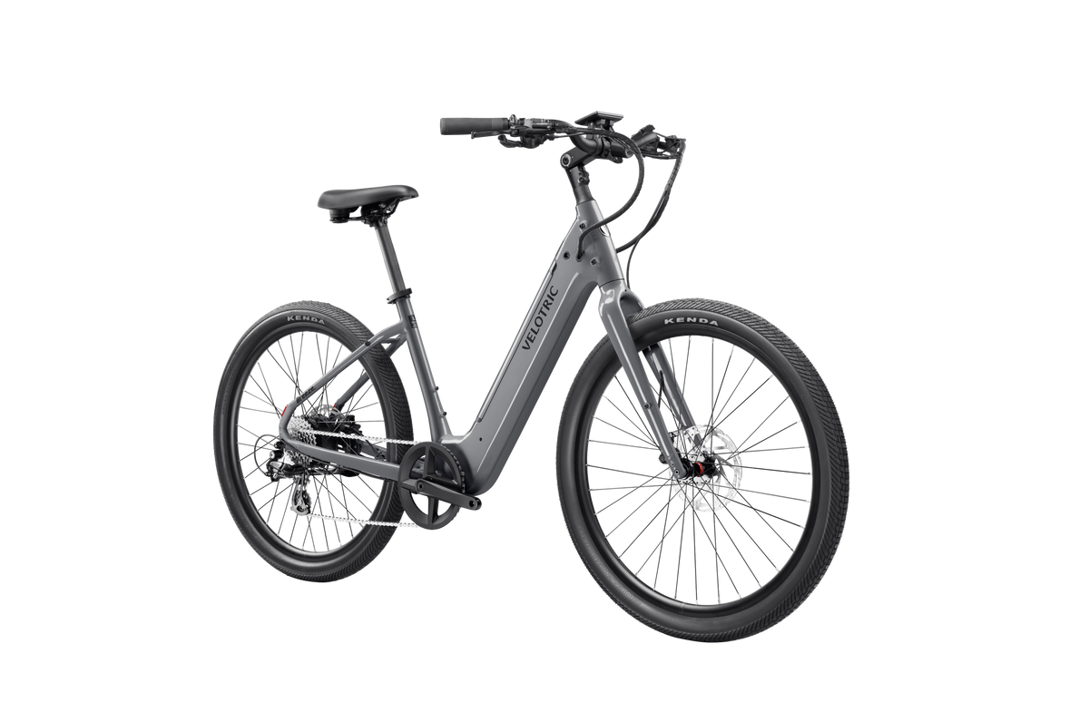 Velotric Breeze 1 in Slate Gray, front three-quarter view — Zeus eBikes Canada
