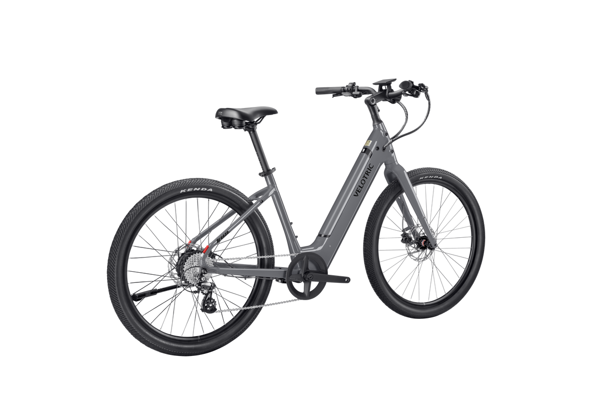 Velotric Breeze 1 in Slate Gray, rear three-quarter view — Zeus eBikes Canada