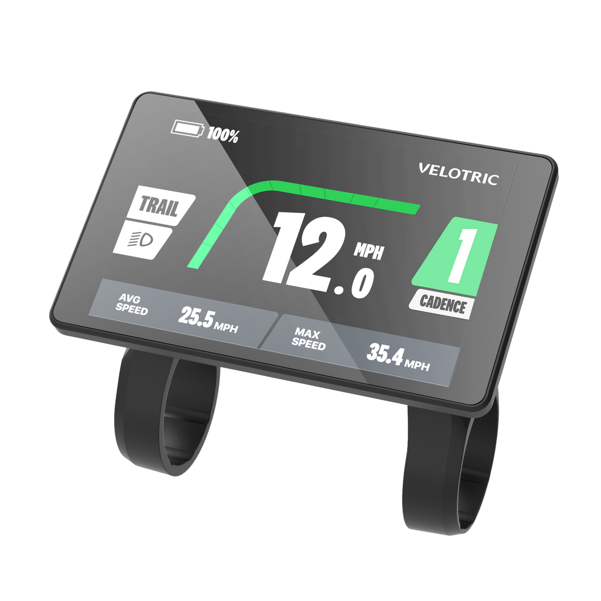 Velotric full-colour eBike display unit with handlebar clamp, the replacement display for the Velotric Nomad 2