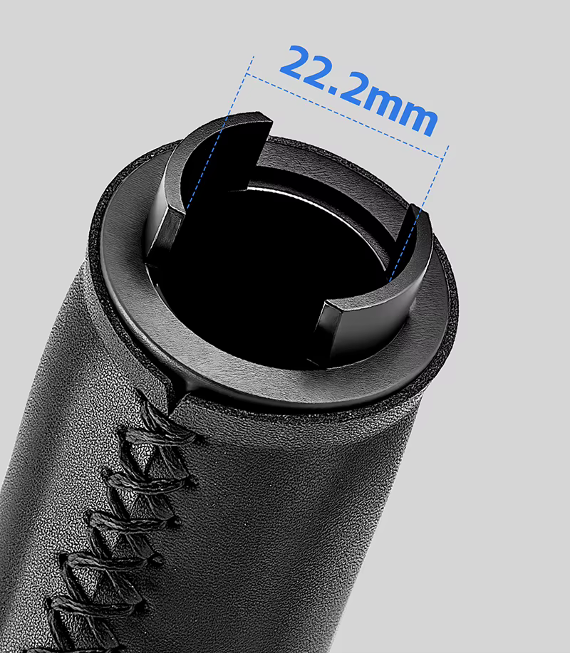 Close-up of the grip’s 22.2 mm bore, as marked by the supplier — Zeus eBikes Canada
