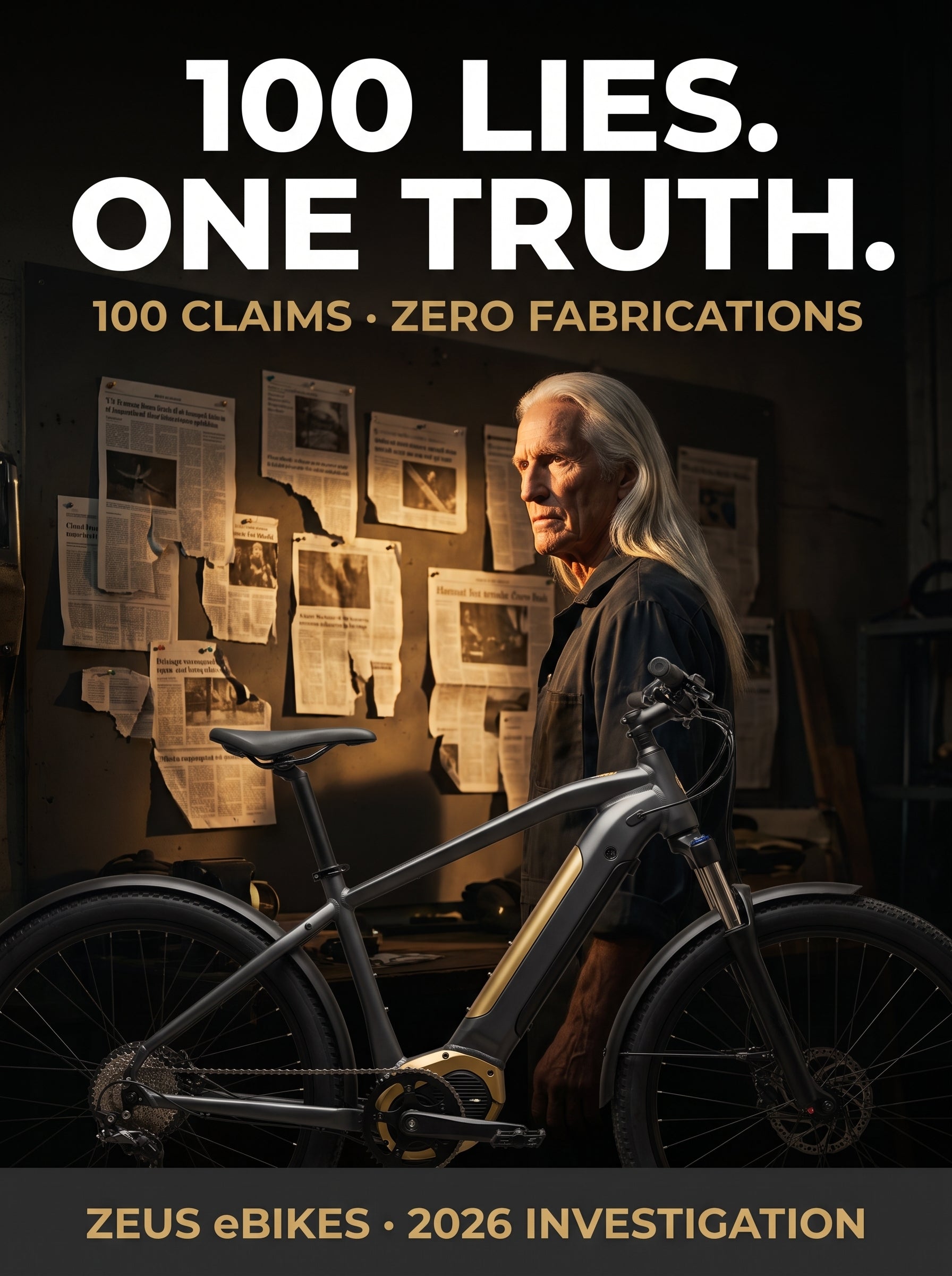 100 Lies. One Truth. — Zeus eBikes 2026 investigation, portrait cover