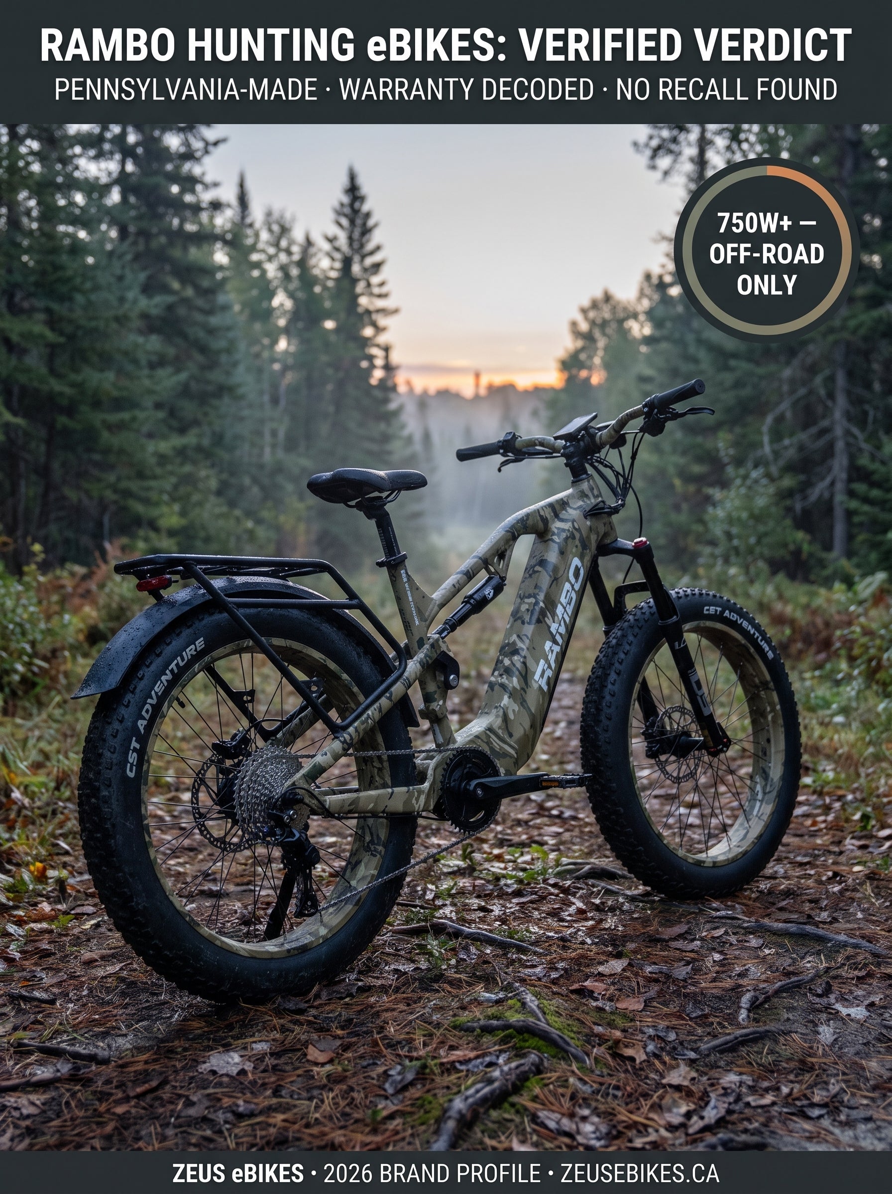 Rambo hunting eBikes Canada — verified brand profile 2026 · Zeus eBikes