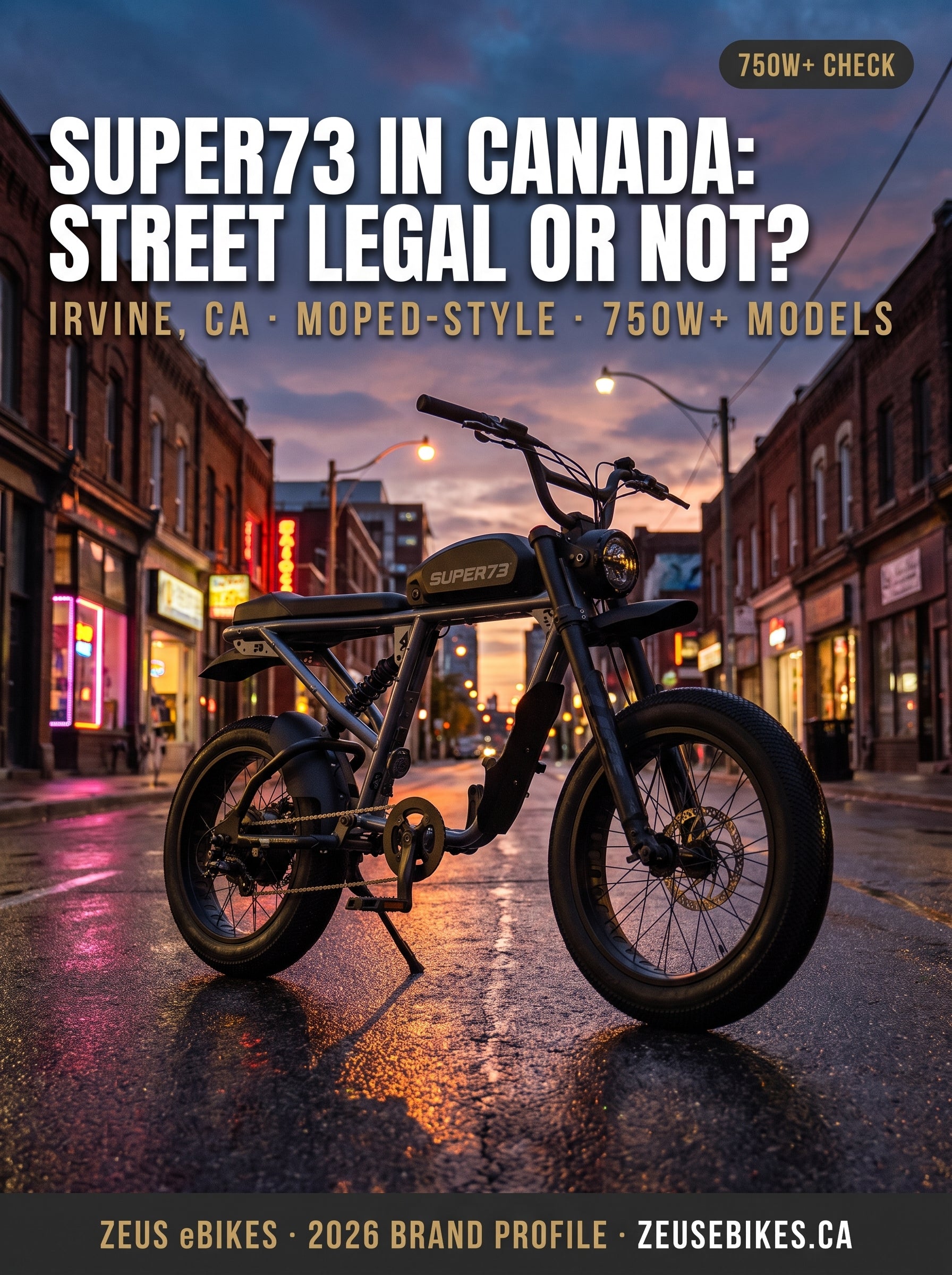 Zeus eBikes 2026 verified brand profile of Super73 Canada — street-legal status, warranty reality, and the 2025 CPSC brake recall