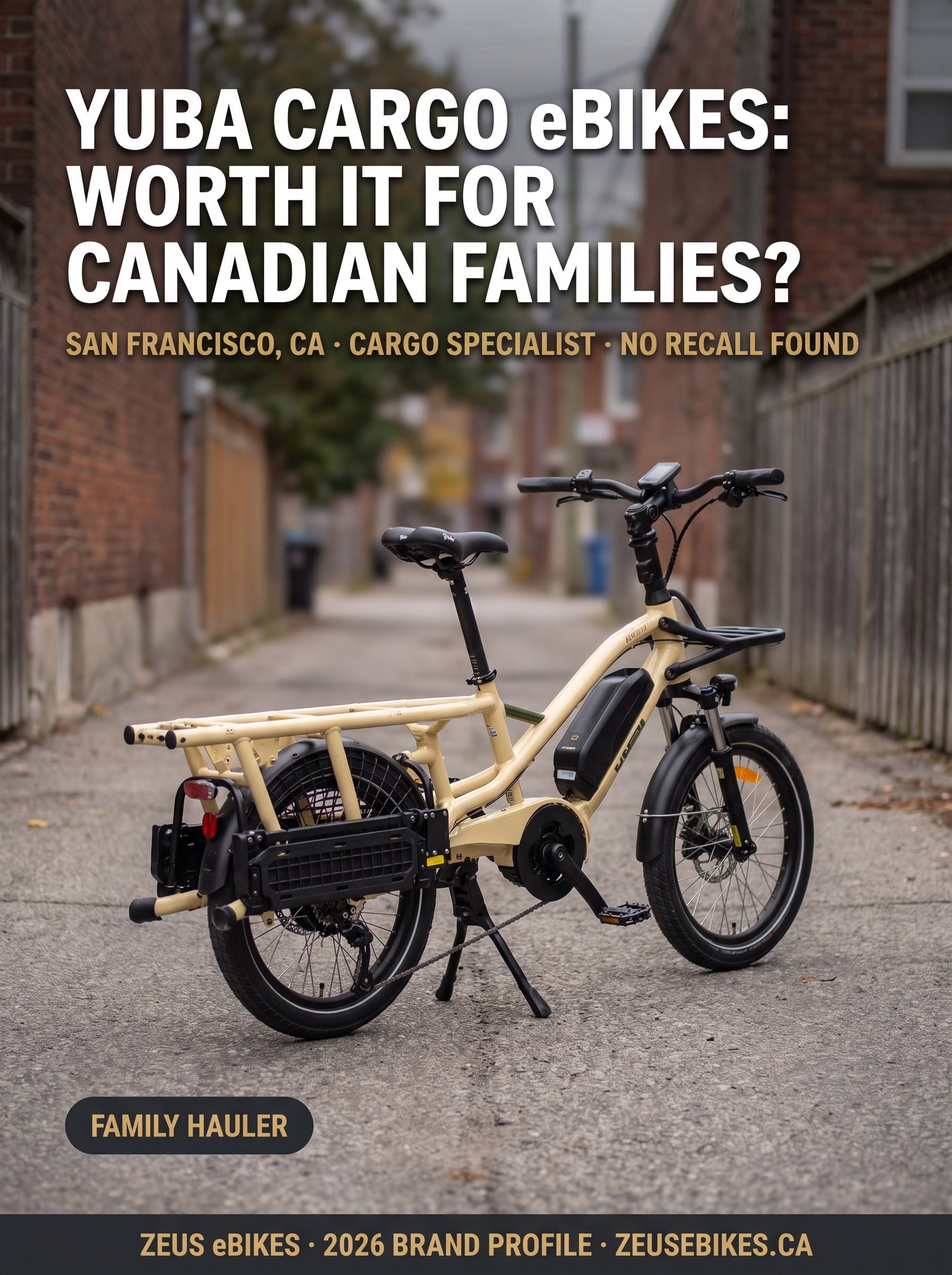 Yuba cargo eBikes Canada — verified brand profile 2026 · Zeus eBikes