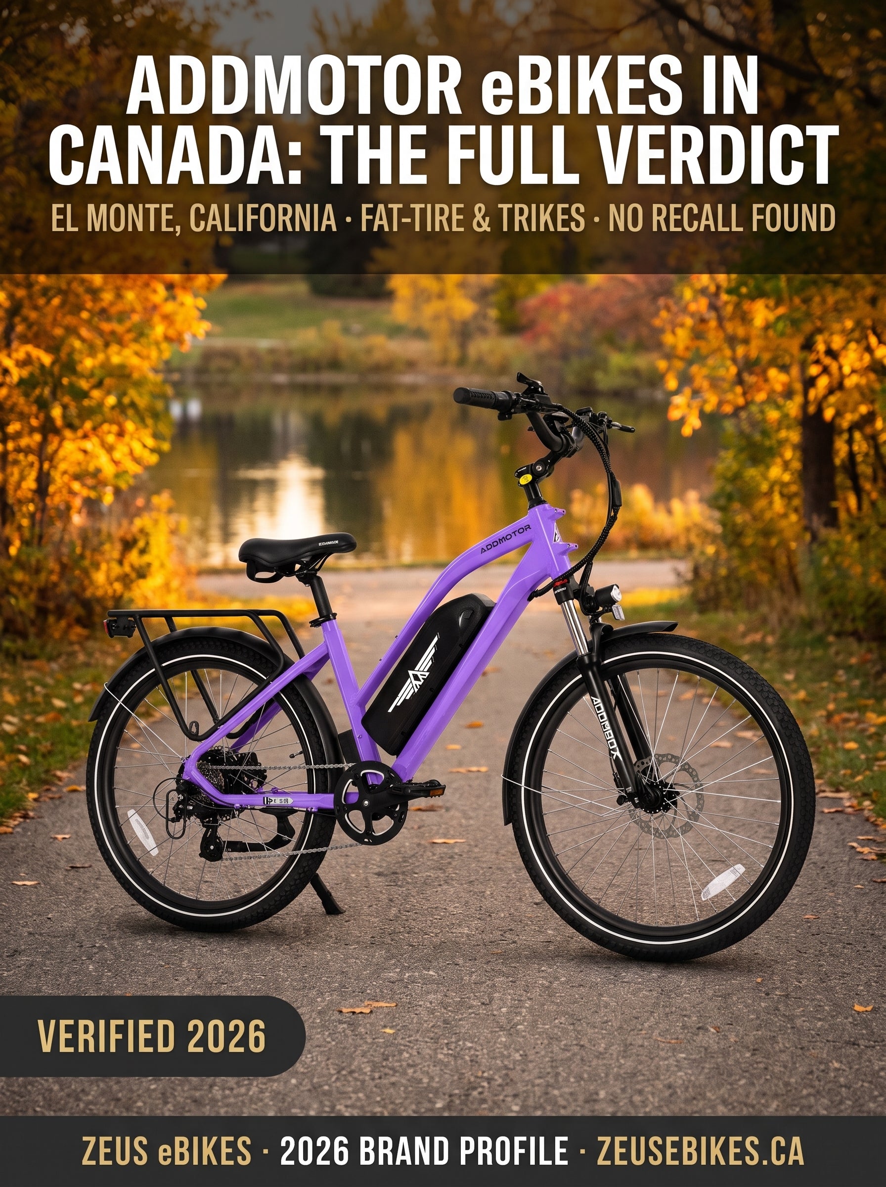 Addmotor eBikes Canada — CITYPRO E-43 step-through electric bike, brand profile cover, verified 2026