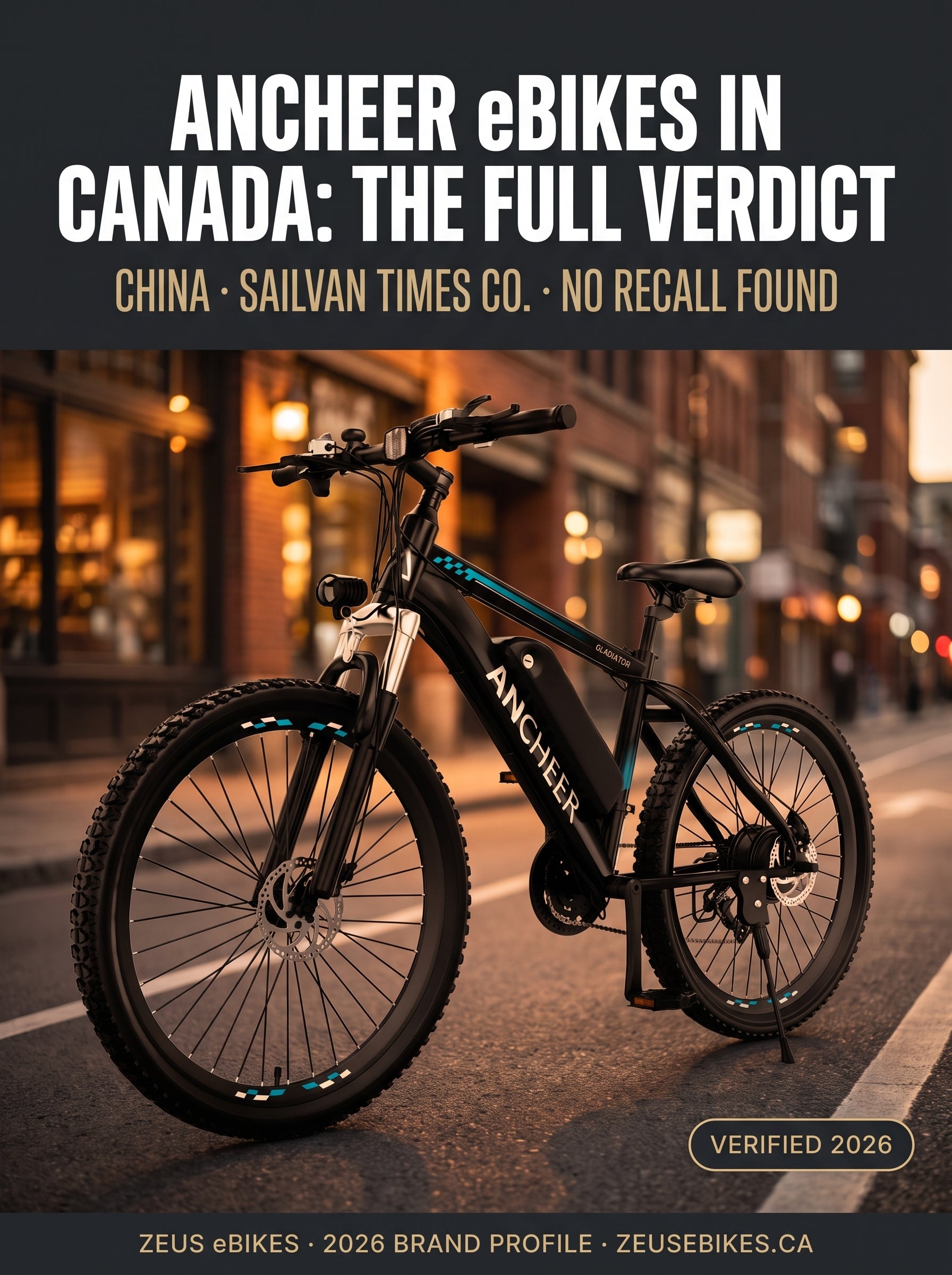 Zeus eBikes verified brand profile of Ancheer Canada 2026 — ownership, warranty reality, safety record, and sourced verdict