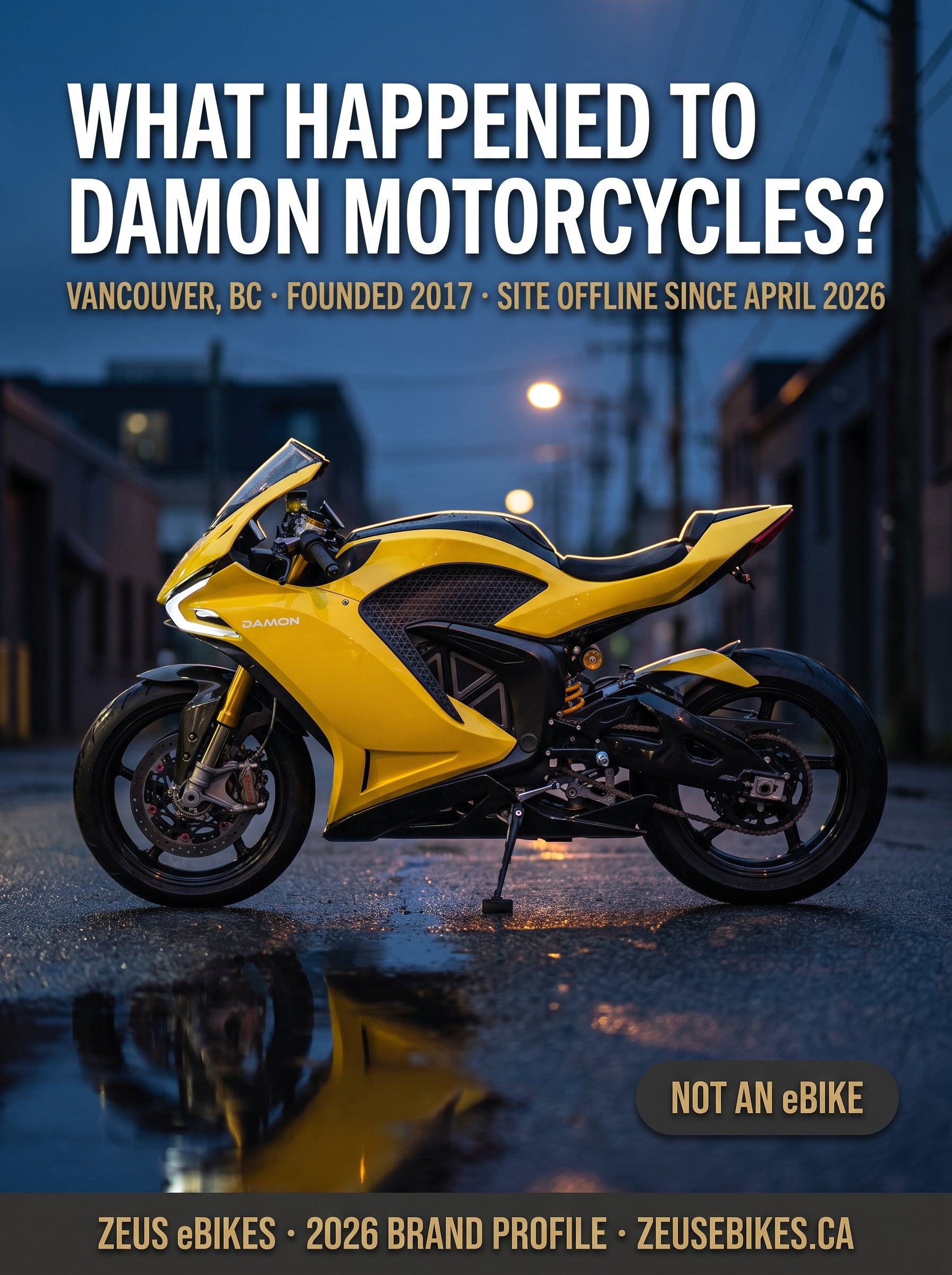 What happened to Damon Motorcycles — verified 2026 profile for Canadian buyers, Zeus eBikes Canada