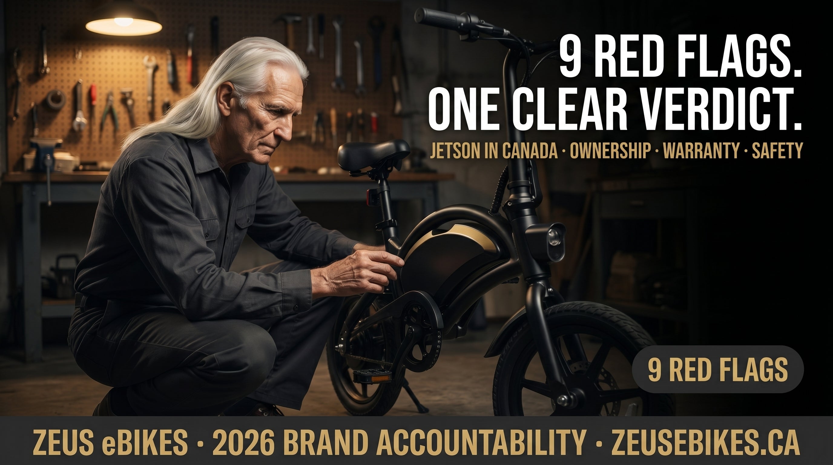 Zeus eBikes 2026 verified brand profile of Jetson eBikes Canada — warranty reality, hoverboard-fire recall history, UL file status, and Costco-only Canadian recourse