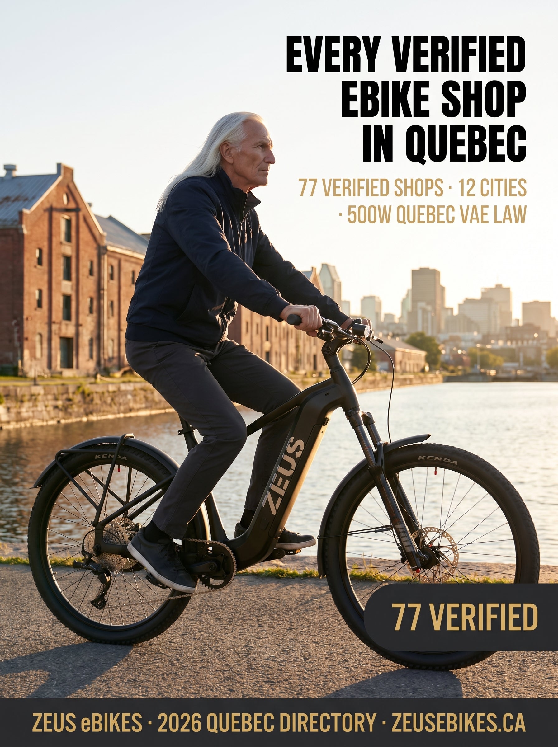 Quebec e-bike shop directory map showing 12 verified cities from Gatineau to Saguenay, 2026 edition