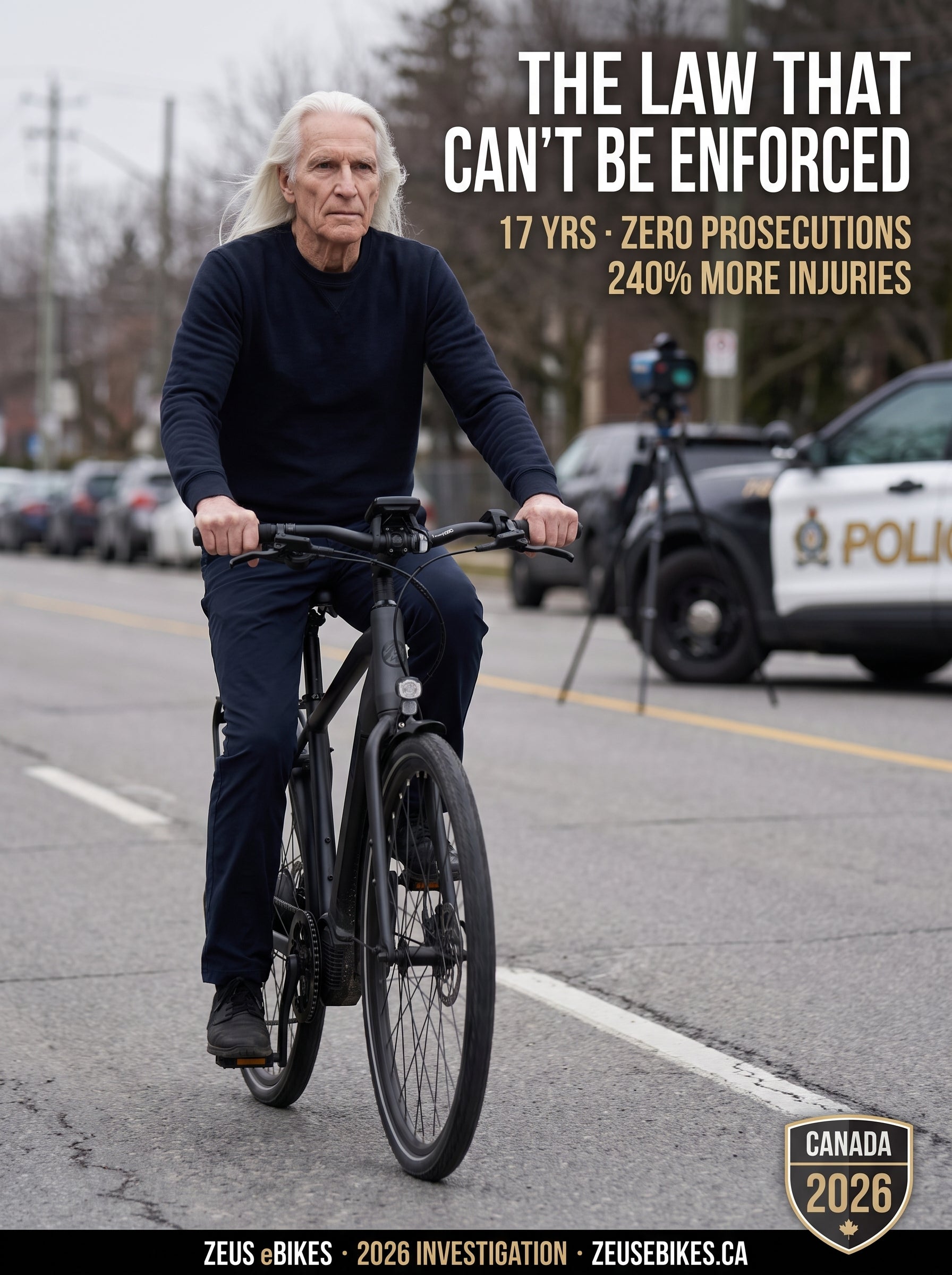 Zeus riding his eBike on a Hamilton Ontario trail — portrait thumbnail for Canada eBike enforcement gap investigative article