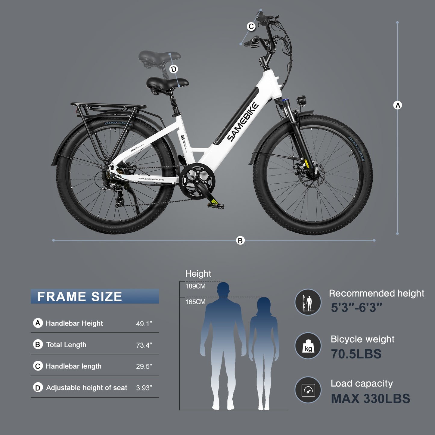 Samebike Step Thru Fat Tire Ebike