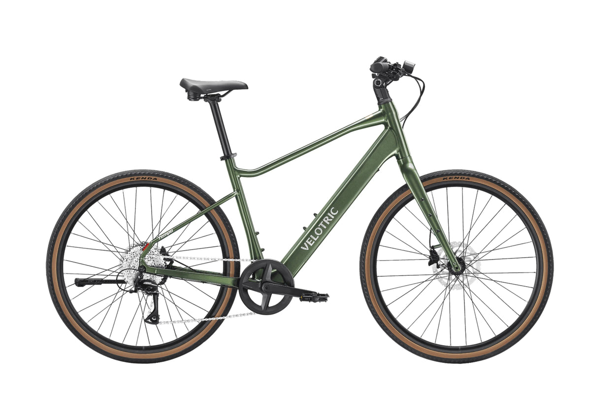 Velotric Tempo High-Step in Forest Evergreen, side view — Zeus eBikes Canada