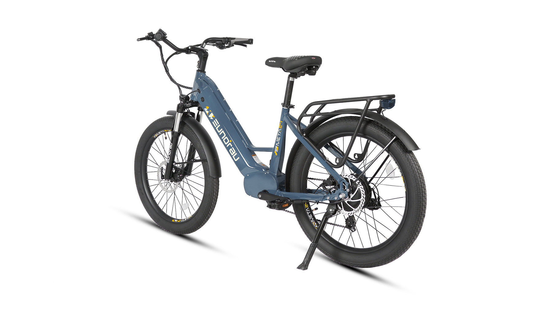 Eunorau Meta 24 step-through commuter electric bike — 500W rear hub motor, torque sensor, 48V 720Wh Samsung battery, 24x3.0 Innova tyres, hydraulic disc brakes — Zeus eBikes Canada