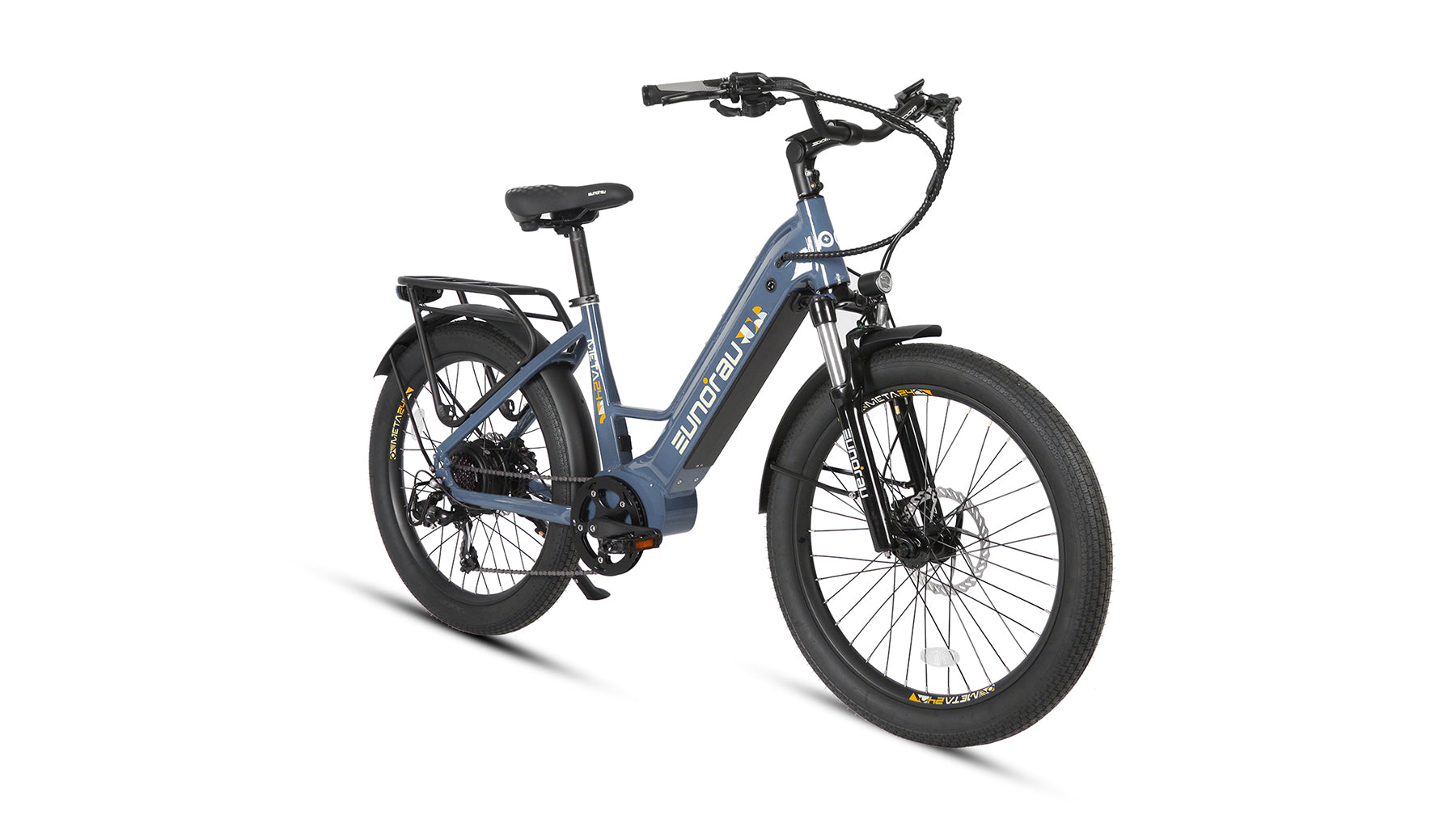 Eunorau Meta 24 step-through commuter electric bike — 500W rear hub motor, torque sensor, 48V 720Wh Samsung battery, 24x3.0 Innova tyres, hydraulic disc brakes — Zeus eBikes Canada