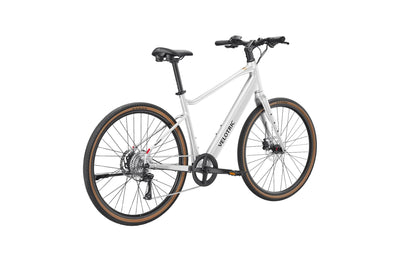 Velotric Tempo High-Step in Lightning Silver, three-quarter view — Zeus eBikes Canada