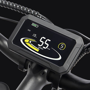 YVY C20 Pro LCD display with USB charging port — dual battery indicator, 5-level pedal assist, integrated controls — Zeus eBikes Canada